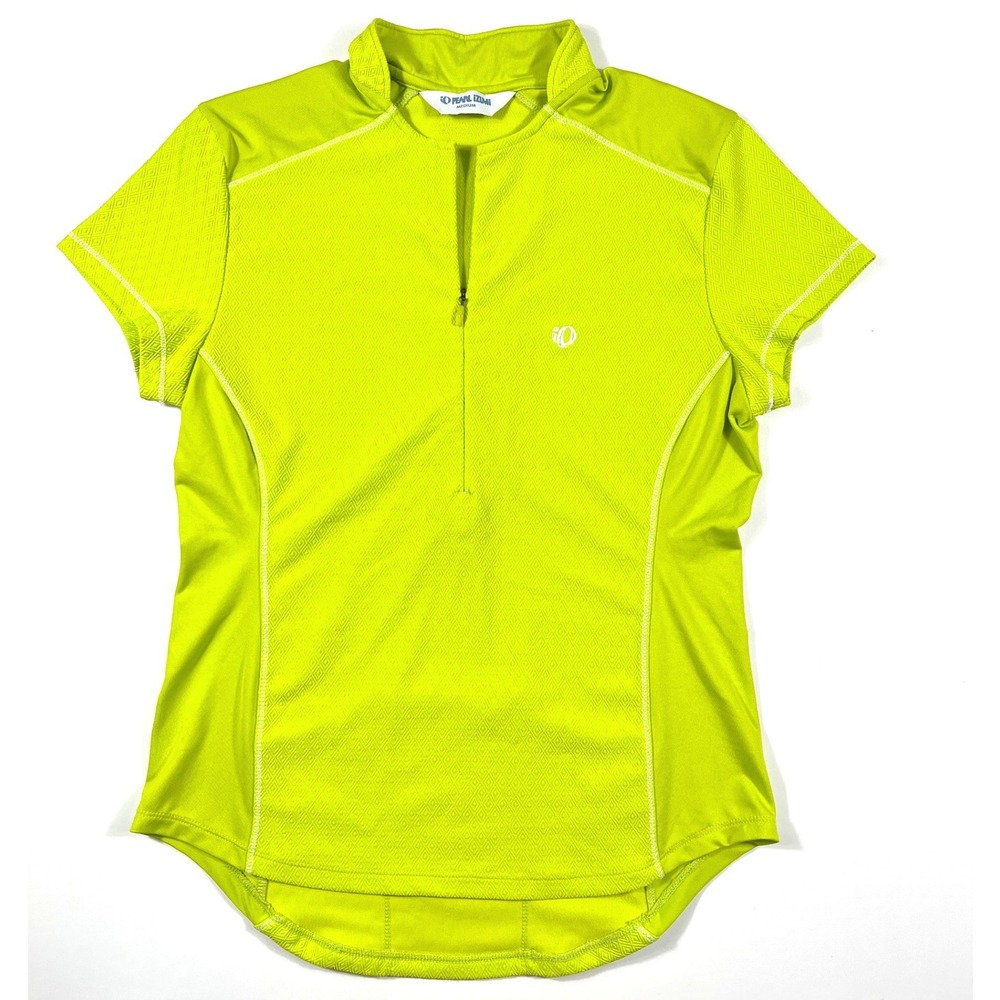 Pearl Izumi Medium Womens Hi-Vis Green Yellow Cycling Jersey‎ Half Zip EUC